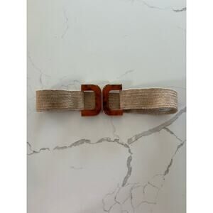 Zara straw woven style, turtle shell buckle belt